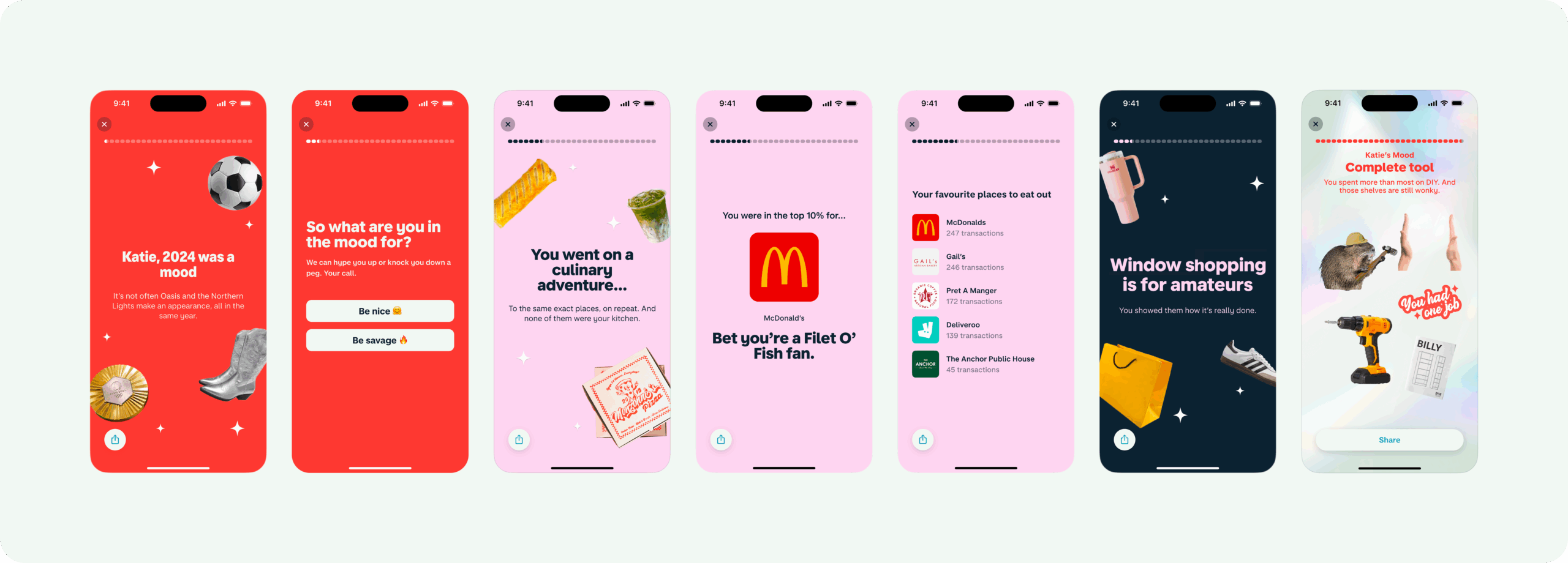 Year in Monzo 2024 Screens